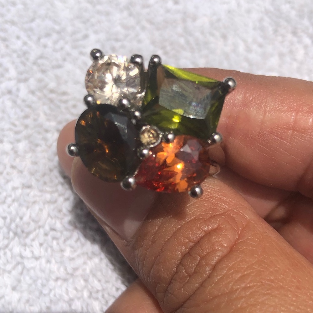 Multicolor gem stone statement ring bling